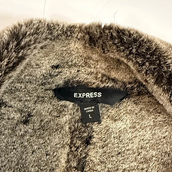 Express Y2K Penny Lane Genuine Suede Leather Faux Fur Coat reversible L - Picture 5 of 8